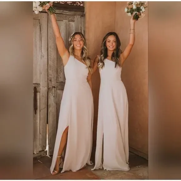 Show Me Your Mumu Shannon One Shoulder Bridesmaid Show Me The Ring Chiffon NWT M - Picture 3 of 7